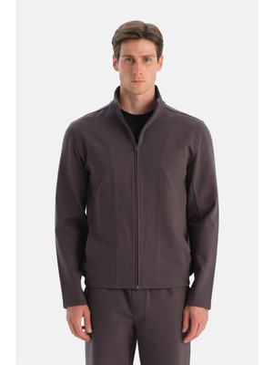 Fermuarlı Dik Yaka Sweatshırt