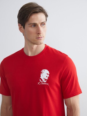 Lc Waikiki Yeni Sezon Bisiklet Yaka Atatürk Baskılı Penye Erkek Tişört