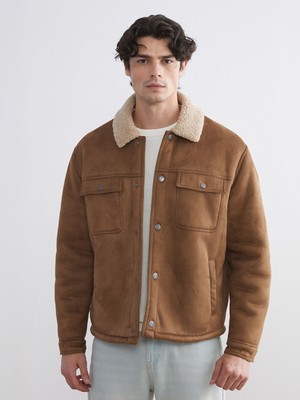 Lc Waikiki Yeni Sezon Standart Kalıp Gömlek Yaka Süet Erkek Mont