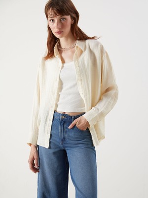 Lc Waikiki Yeni Sezon Dokulu Oversize Kadın Gömlek