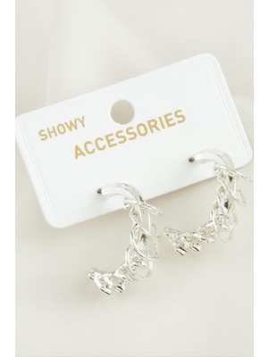 Zero Drnds Yarım Halka Trend Metal Küpe-gümüş Rengi