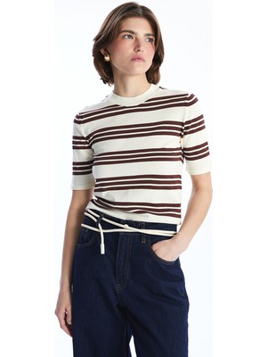 Lc Waikiki Yeni Sezon Bisiklet Yaka Çizgili Kadın Triko Kazak