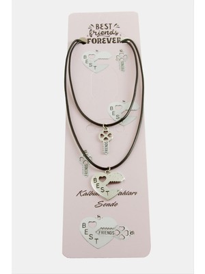 Ds-Derin Kalp Anahtar Arkadaşlık Kolyeleri Çift Kolye-Siyah