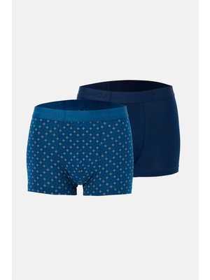 Lacivert 5210 2'li Desenli Pamuk Boxer