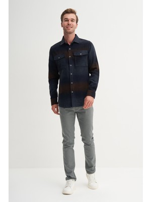 Cazador 23005 Lacivert Erkek Çift Cep Oduncu Gömlek