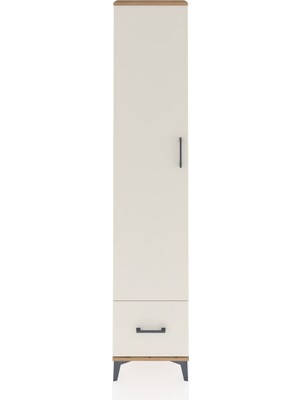 Arges Dolap 3 Raflı Tek Çekmeceli Tek Askılı 44X30X221 Çam-Aytaşı