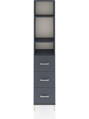 Arges Dolap 3 Raflı 3 Çekmeceli 44X30X221 Antrasit-Antrasit