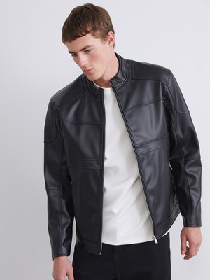 Lc Waikiki Yeni Sezon Standart Kalıp Dik Yaka Erkek Deri Görünümlü Ceket