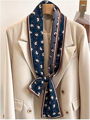Desenli Atkılar Lacivert Beyaz Çiçek Desenli Polyester Kumaş Kadın Modası için Şık Seçim