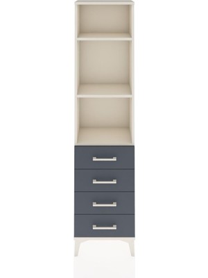 Arges Dolap 3 Raflı 4 Çekmeceli 44X30X182 Aytaşı-Antrasit