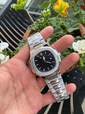 Eşref Tek Kol Saati Şık Siyah Kadran Erkek Kol Saati Hediye Kutulu Patek Lüx