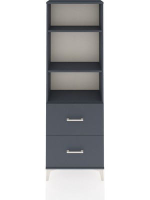 Arges Dolap 3 Raflı 2 Çekmeceli 60X30X182 Antrasit-Antrasit