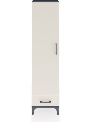 Arges Dolap 2 Raflı Tek Çekmeceli Tek Askılı 44X30X182 Antrasit-Aytaşı