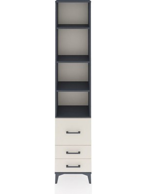 Arges Dolap 4 Raflı 3 Çekmeceli 44X30X221 Antrasit-Aytaşı