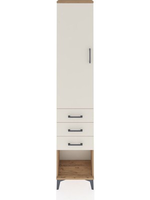 Arges Dolap 2 Raflı 3 Çekmeceli Tek Askılı 44X30X221 Çam-Aytaşı