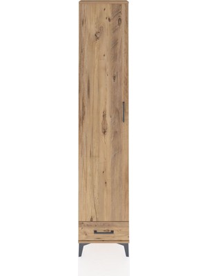 Arges Dolap 3 Raflı Tek Çekmeceli Tek Askılı 44X30X221 Çam-Çam