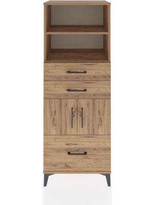 Hyperion Dolap 3 Raflı 3 Çekmeceli 2 Kapaklı 60X44X163 Çam-Çam