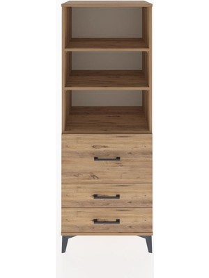 Hyperion Dolap 3 Raflı 3 Çekmeceli 60X44X163 Çam-Çam