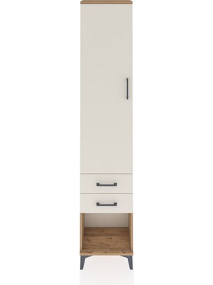 Arges Dolap 2 Raflı 2 Çekmeceli Tek Askılı 44X30X221 Çam-Aytaşı