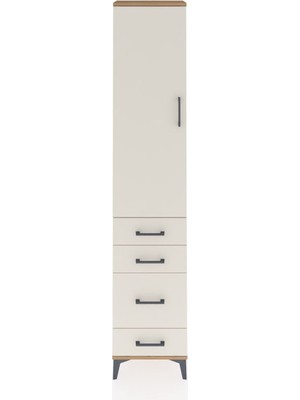 Arges Dolap 3 Raflı 4 Çekmeceli Tek Kapaklı 44X30X221 Çam-Aytaşı