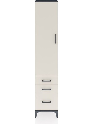 Arges Dolap 4 Raflı 3 Çekmeceli Tek Kapaklı 44X30X221 Antrasit-Aytaşı
