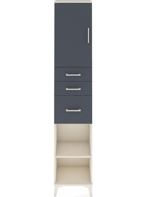 Arges Dolap 3 Raflı 3 Çekmeceli Tek Kapaklı 44X30X221 Aytaşı-Antrasit
