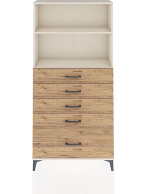 Arges Dolap 2 Raflı 5 Çekmeceli 88X30X182 Aytaşı-Çam