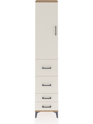 Arges Dolap 2 Raflı 4 Çekmeceli Tek Askılı 44X30X221 Çam-Aytaşı