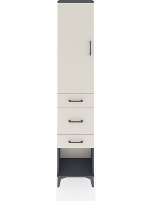 Arges Dolap 2 Raflı 3 Çekmeceli Tek Askılı 44X30X221 Antrasit-Aytaşı