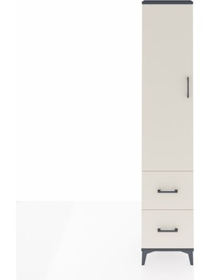 Arges Dolap 2 Raflı 2 Çekmeceli Tek Askılı 44X30X221 Antrasit-Aytaşı
