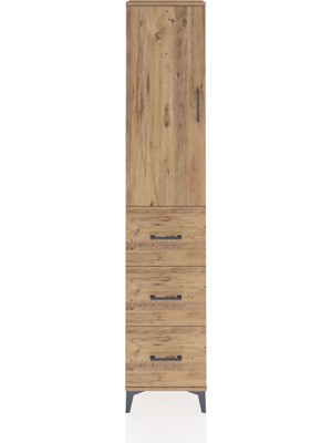 Arges Dolap 2 Raflı 3 Çekmeceli Tek Askılı 44X30X221 Çam-Çam