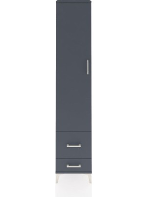 Arges Dolap 2 Raflı 2 Çekmeceli Tek Askılı 44X30X221 Antrasit-Antrasit