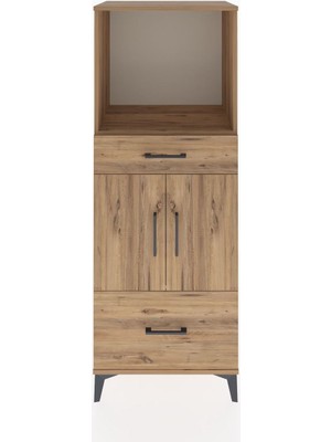 Hyperion Dolap 2 Raflı 2 Çekmeceli 2 Kapaklı 60X44X163 Çam-Çam