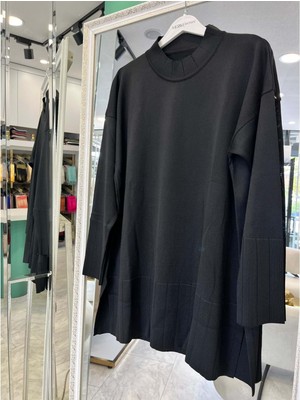 Adn Ince Triko Tunik - Siyah - 1