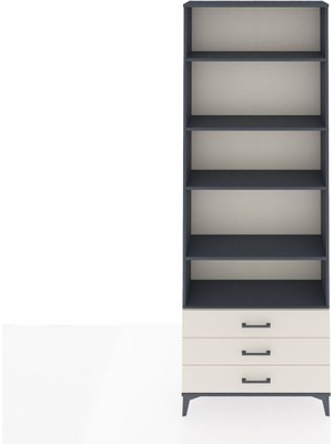 Arges Dolap 5 Raflı 3 Çekmeceli 88X30X243 Antrasit-Aytaşı