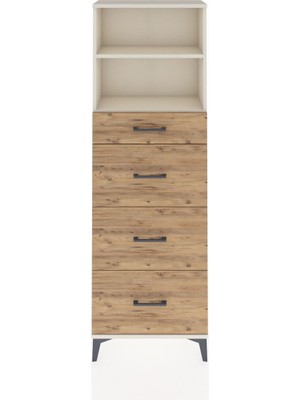 Arges Dolap 2 Raflı 4 Çekmeceli 60X30X182 Aytaşı-Çam