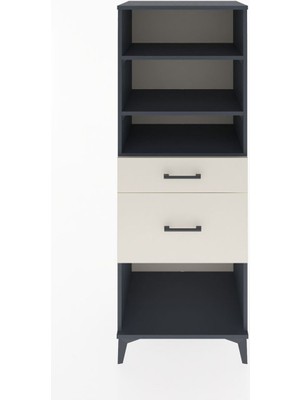 Hyperion Dolap 3 Raflı 2 Çekmeceli 60X44X163 Antrasit-Aytaşı