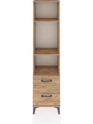 Arges Dolap 3 Raflı 2 Çekmeceli 44X30X182 Çam-Çam