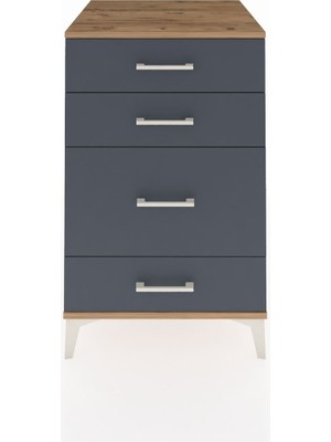 Kronos Komodin 4 Çekmeceli 60X59X96 Çam-Antrasit