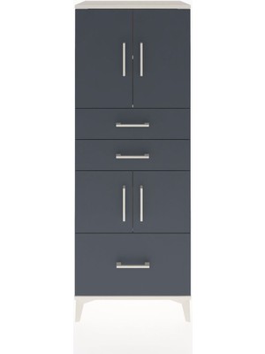 Hyperion Dolap 3 Raflı 3 Çekmeceli 4 Kapaklı 60X44X163 Aytaşı-Antrasit