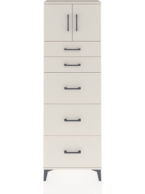 Arges Dolap Tek Raflı 5 Çekmeceli 2 Kapaklı 60X30X182 Aytaşı-Aytaşı