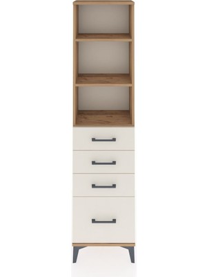 Arges Dolap 3 Raflı 4 Çekmeceli 44X30X182 Çam-Aytaşı
