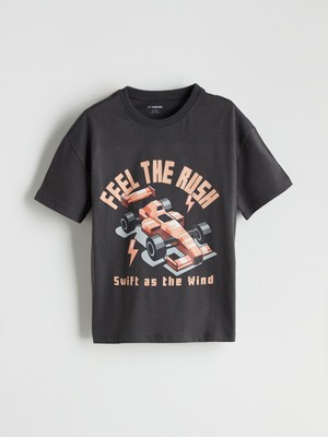 Lc Waikiki Yeni Sezon Bisiklet Yaka Baskılı Erkek Çocuk Tişört