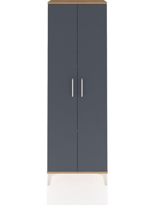 Arges Dolap 4 Raflı 2 Kapaklı 60X30X182 Çam-Antrasit