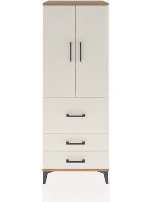 Hyperion Dolap 3 Raflı 3 Çekmeceli 2 Kapaklı 60X44X163 Çam-Aytaşı