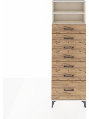 Arges Dolap 2 Raflı 7 Çekmeceli 60X30X182 Aytaşı-Çam