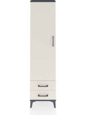 Arges Dolap 5 Raflı 2 Çekmeceli Tek Kapaklı 44X30X182 Antrasit-Aytaşı