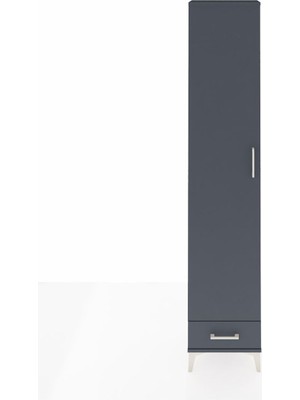 Arges Dolap 5 Raflı Tek Çekmeceli Tek Kapaklı 44X30X221 Antrasit-Antrasit