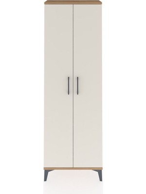 Arges Dolap Tek Raflı 2 Kapaklı Tek Askılı 60X30X182 Çam-Aytaşı