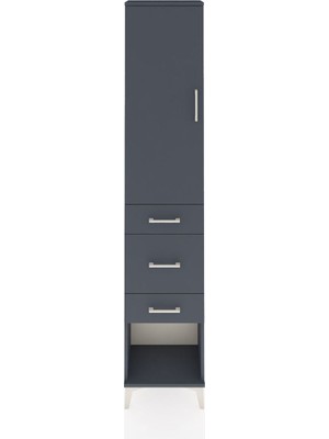 Arges Dolap 2 Raflı 3 Çekmeceli Tek Askılı 44X30X221 Antrasit-Antrasit